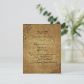 Antieke Theevlek met Krul Wedding RSVP Kaartje (Staand voorkant)