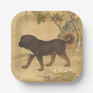 Antieke Tibetaanse Mastiff Keizerlijke Chinese Kun Papieren Bordje