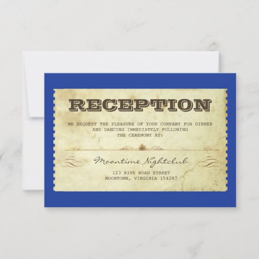 antieke ticket bruiloftsreceptie ontwerp kaart (Voorkant)