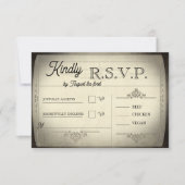 Antieke Ticket Stijl Trouw RSVP Kaartje (Voorkant)