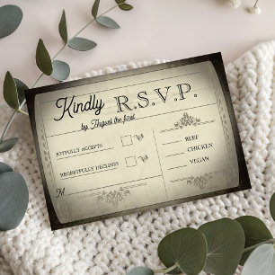 Antieke Ticket Stijl Trouw RSVP Kaartje