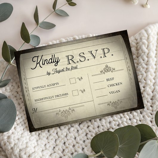 Antieke Ticket Stijl Trouw RSVP Kaartje