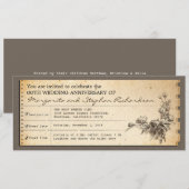 antieke ticket typografische jubileum uitnodiginge kaart (Voorkant / Achterkant)