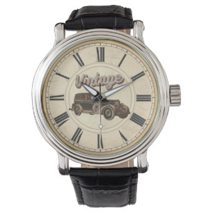 ANTIEKE TIJD ROMAANSE CIJFERS VINTAGE AUTO HORLOGE