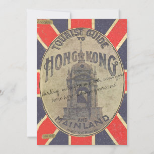 Antieke toeristische gids voor Hong Kong met Union Kaart