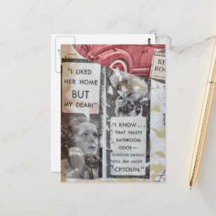 Antieke toiletruimte vrouwen Mixed media collage Briefkaart