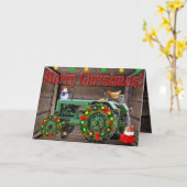  Antieke tractor kerst Kaart (Gele Bloem)