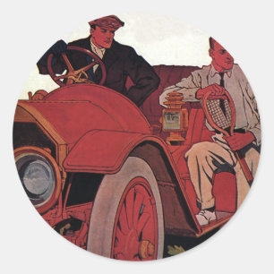 Antieke transportmannen antieke cabriolet ronde sticker