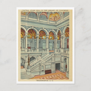Antieke trap in Library of Congress Briefkaart