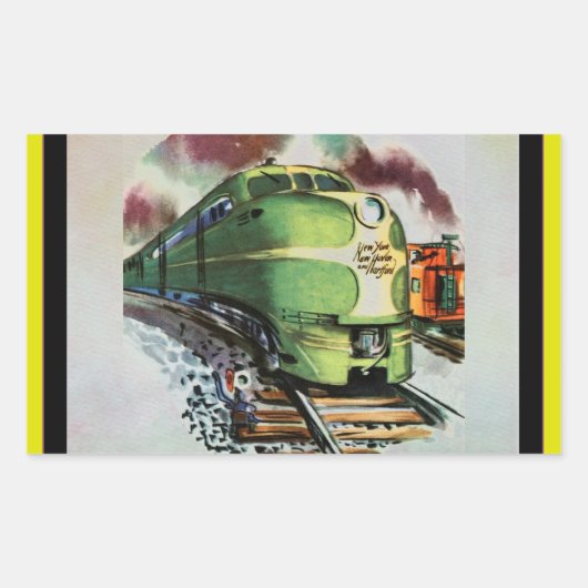 Antieke trein rechthoekige sticker (Voorkant)