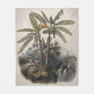 Antieke Tropische Bananenboomgaard   Vintage Bota Fleece Deken