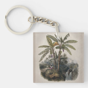 Antieke Tropische Bananenboomgaard   Vintage Bota Sleutelhanger