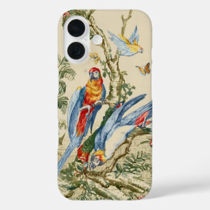 Antieke Tropische Papegaai en Vlinder Fijne Kunst iPhone 16 Hoesje