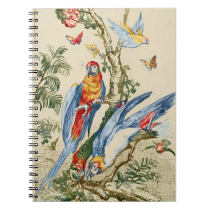 Antieke Tropische Papegaai en Vlinder Fijne Kunst Notitieboek