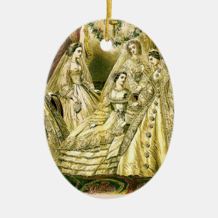 Antieke Trouw Bruid Keramisch Ornament