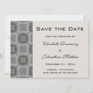 Antieke Trouw Save the Date, Retro Grijze Vierkant Date