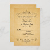 Antieke Trouw Uitnodiging RSVP Krullen Bloemguirla (Voorkant / Achterkant)