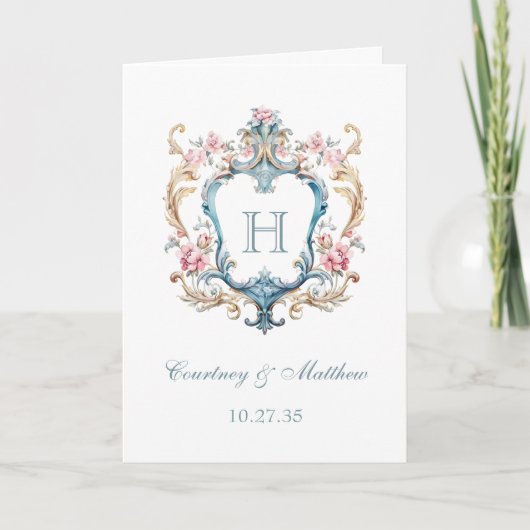 Antieke Trouwerij met Monogram en Bloemen Crest Programma (Voorkant)