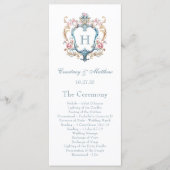 Antieke Trouwerij met Monogram en Bloemen Crest Programmakaart (Voorkant)