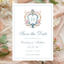 Antieke Trouwerij met Monogram en Bloemen Crest