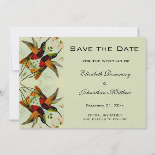 Antieke trouwkaart Hummingbirds Bloemen Save The Date