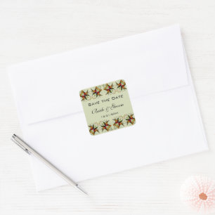 Antieke trouwkaart Hummingbirds Bloemen Vierkante Sticker