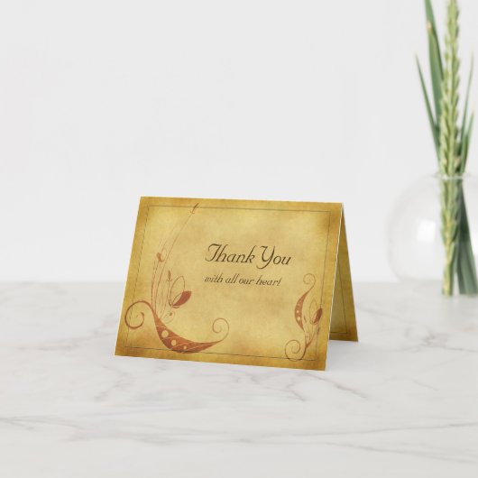 Antieke trouwkaart met bloemen voor dankbetuiging bedankkaart (Voorkant)