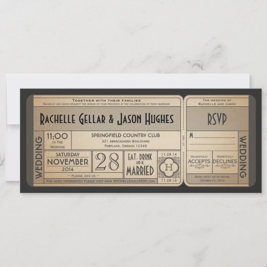 Antieke trouwkaart uitnodiging met RSVP II (Voorkant)