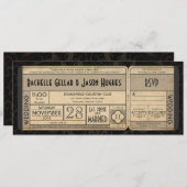 Antieke trouwkaart uitnodiging met RSVP II 3.0 (Voorkant / Achterkant)