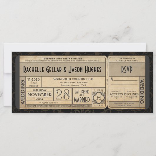 Antieke trouwkaart uitnodiging met RSVP II 3.0 (Voorkant)