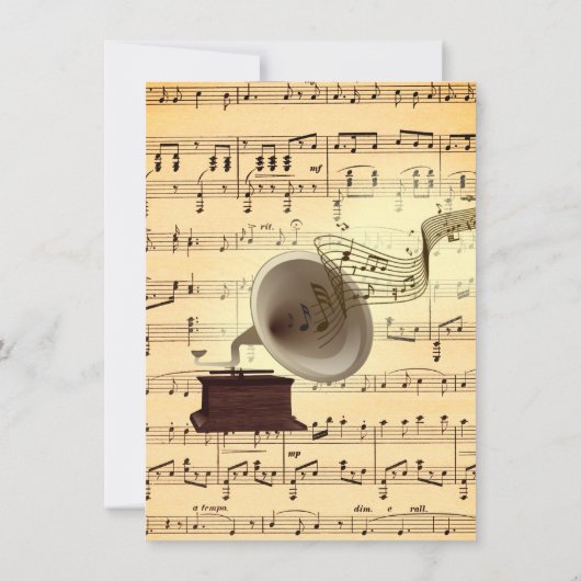 Antieke trouwmuziek thema uitnodiging (Achterkant)