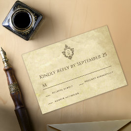 Antieke Trouwstempel Monogram Oud Papier RSVP Kaartje