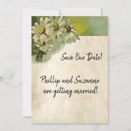 Antieke Trouwthema Geschilderde Madeliefjes Bloeme Save The Date