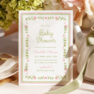 Antieke Tuin Baby Shower Kaart