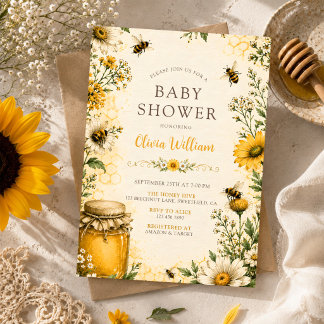 Antieke Tuin Bijen Baby Shower Uitnodiging
