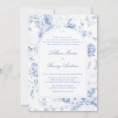 Antieke Tuin Blauwe Toile Boog Klassieke Bruiloft Kaart (Voorkant)