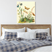 Antieke Tuin Insecten, Vlinders, Rups Canvas Afdruk (Insitu (Slaapkamer))