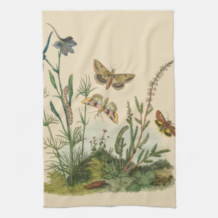 Antieke Tuin Insecten, Vlinders, Rups Theedoek