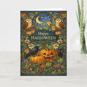 Antieke Tuin Kunst en Ambacht Halloween Kaart