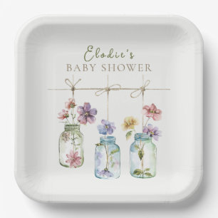 Antieke Tuin Wilde Bloem Glazen Baby Shower Papieren Bordje