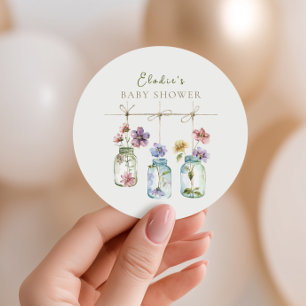 Antieke Tuin Wilde Bloem Glazen Baby Shower Ronde Sticker