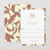 Antieke Tuinblad Bruiloft RSVP Kaartje (Voorkant / Achterkant)
