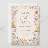 Antieke tuinhuwelijk met wilde bloemen Aandenken Save The Date (Voorkant)