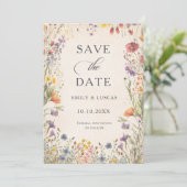 Antieke tuinhuwelijk met wilde bloemen Aandenken Save The Date (Staand voorkant)