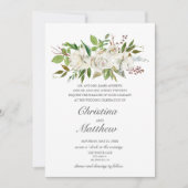 Antieke tuinvase witte bloemen elegante bruiloft kaart (Voorkant)