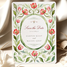 Antieke Tulp Save the Date Kaart