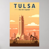 Antieke Tulsa Oklahoma Poster (Voorkant)
