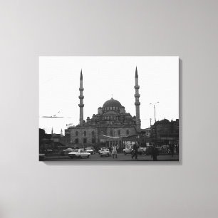 Antieke Turkije Istanbul De Yeni Camii moskee Canvas Afdruk