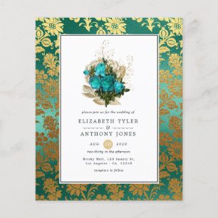 Antieke Turkoois - Turquoise en Gouden Bloem Bruil Flyer