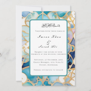 Antieke turquoise arabesque moslim trouwkaart save the date